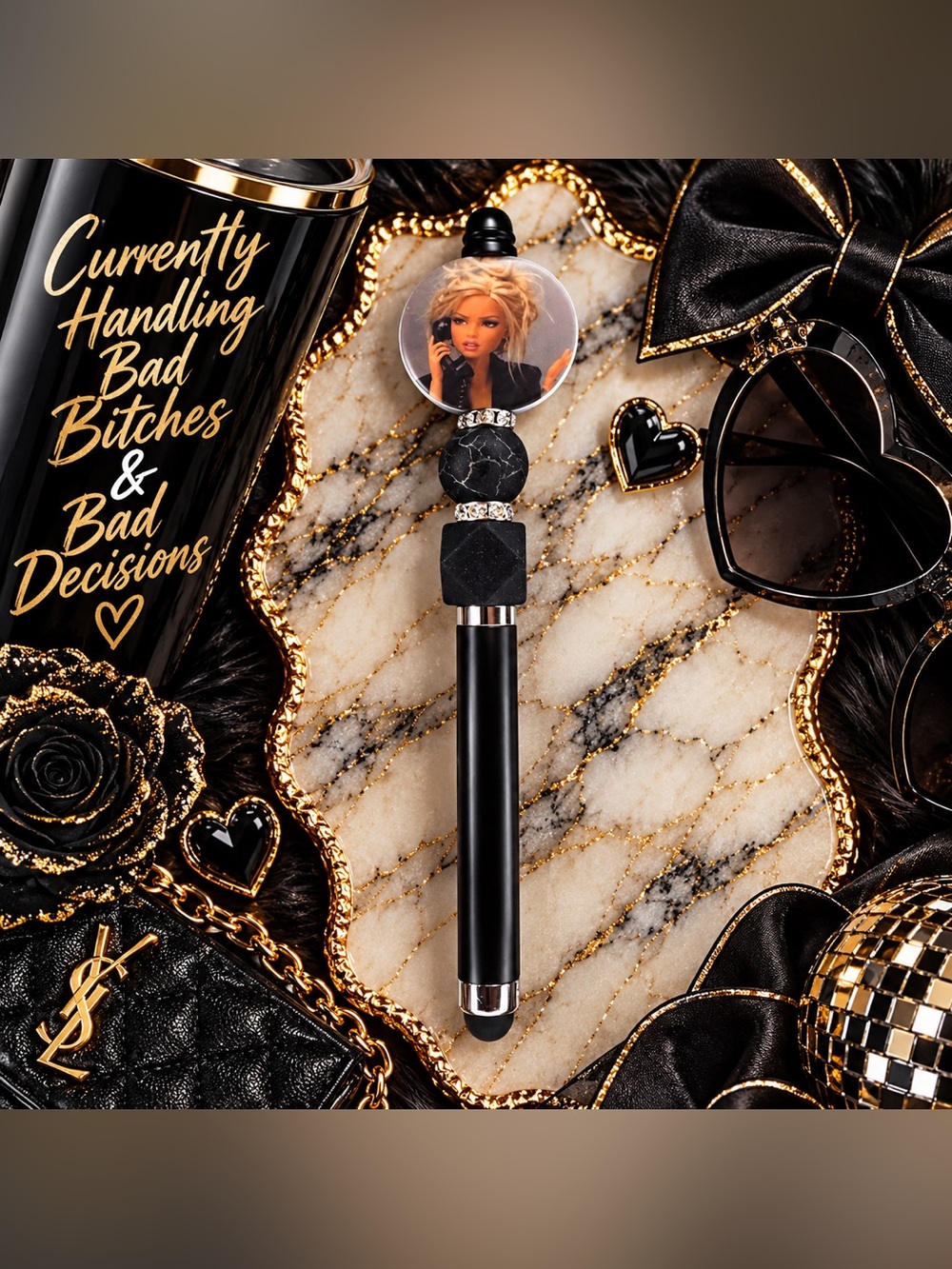Barbie Meme Bad B🖤ches & Bad Decisions Novelty Stylus & Pen